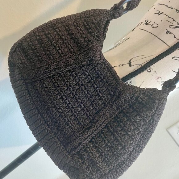 BOHO HANDMADE CROCHET SHOULDER BAG DARK MOCCA COLOR VERSATILE TRENDY GRANNY MADE - Picture 14 of 15